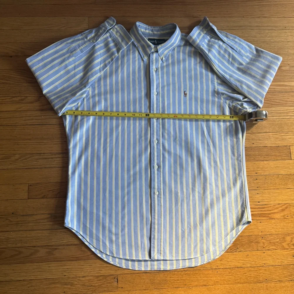 Ralph Lauren Blue and White Striped Classic Fit Shirt Neck Size 17 Preppy - Picture 6 of 14